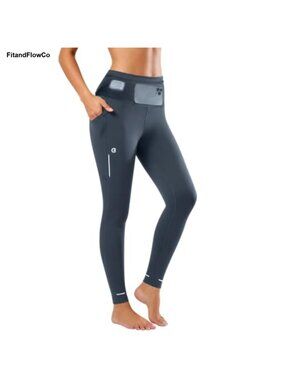 High Waisted Compression Running Leggings Nylon Spandex Athletic Workout Pants